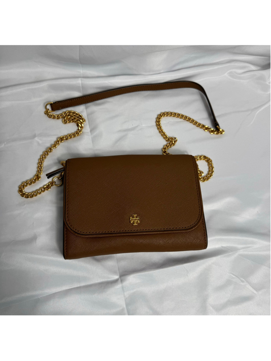 Tory Burch Handbags - Women's Tory Burch Emerson Saffiano Leather Chain Wallet Crossbody – Moose Brown
